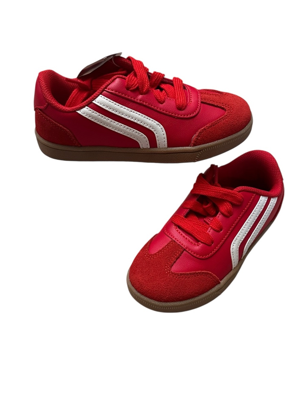 Cat & Jack Red Suede with White Stripes Low Top Casual Sneakers Boys size 13